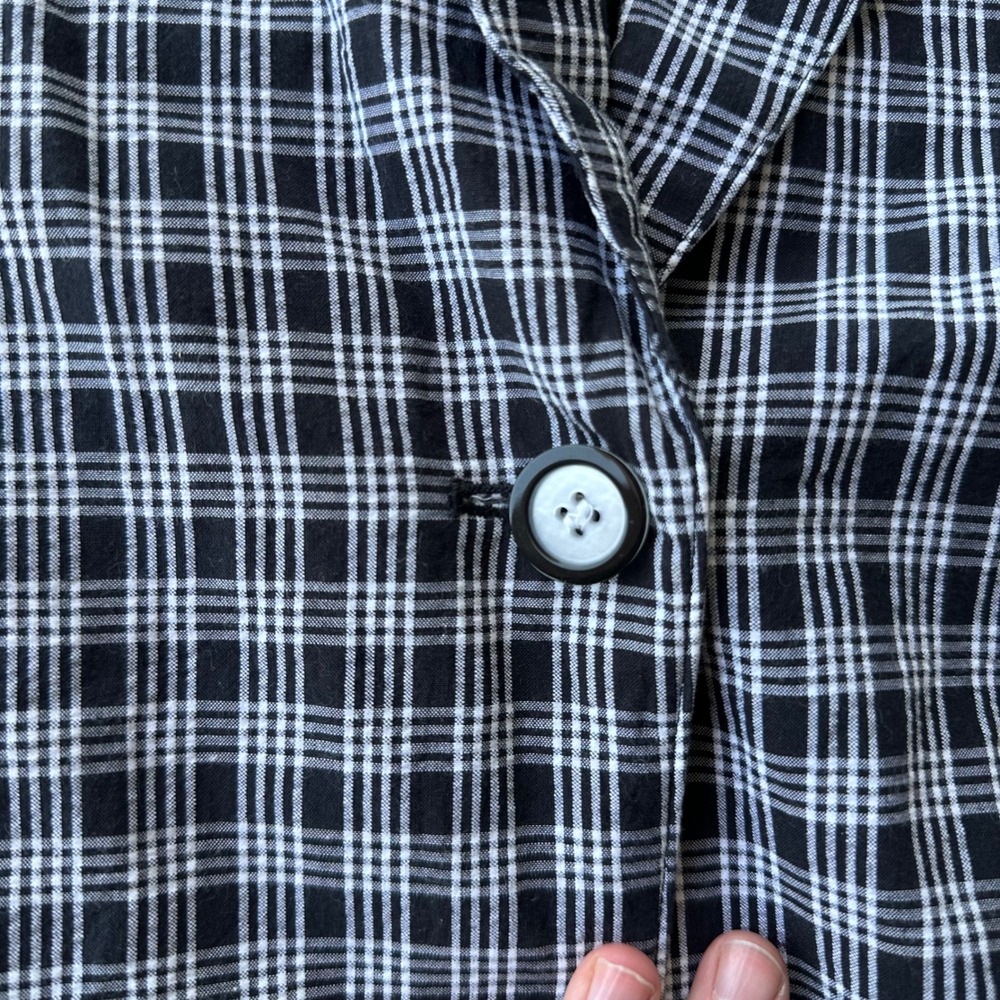 JHC Plaid Blazer Cotton Blend Career Casual Black White Size 8 - Picture 3 of 5